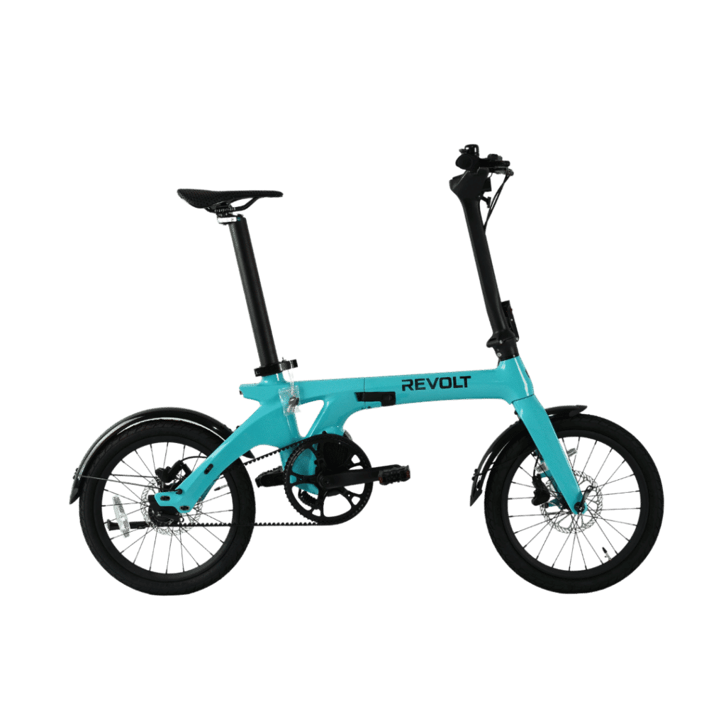 Revolt Bikes Carbon Fiber Pro V3 E-Bike, Azure Blue, Mid Motor, Belt Drive