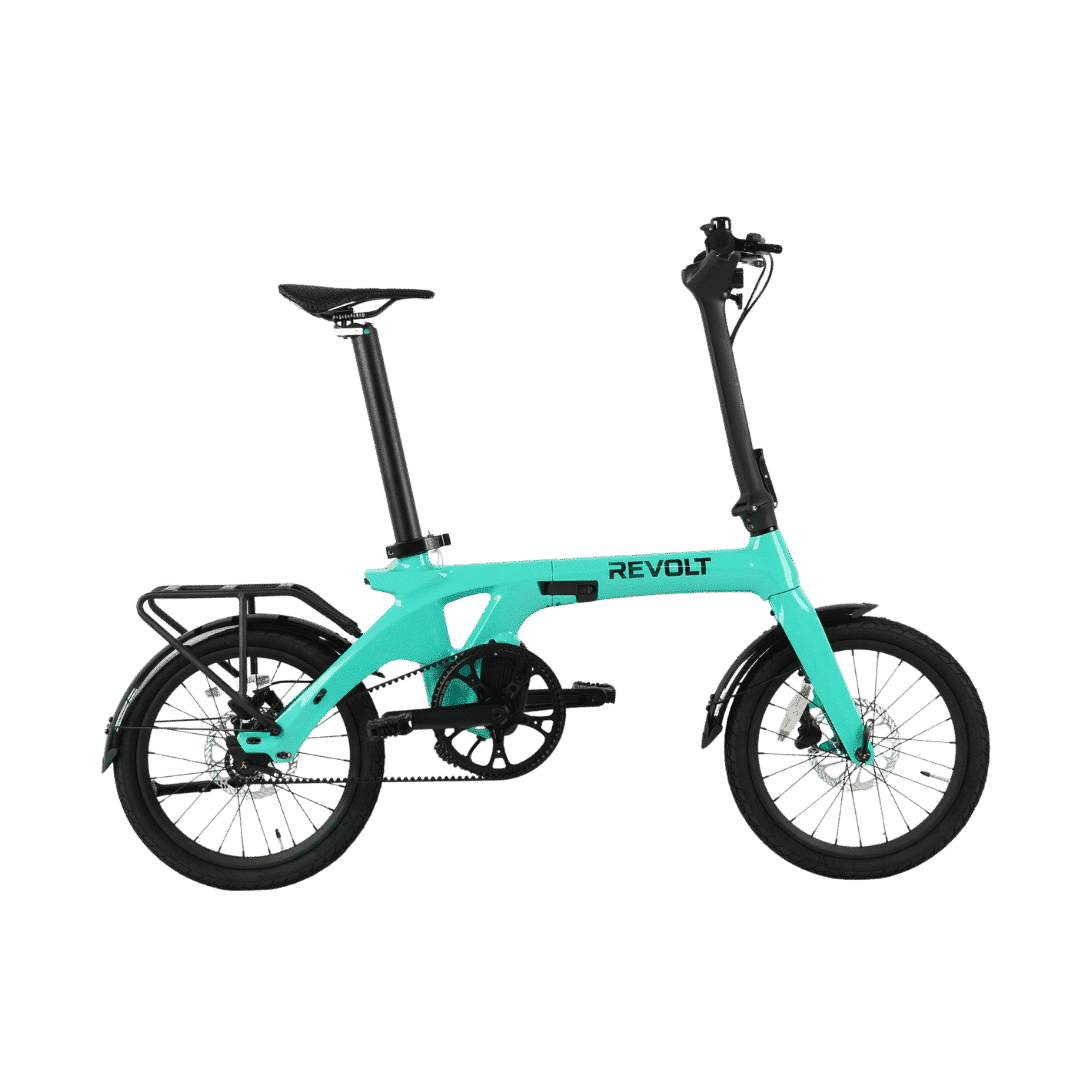 Revolt Bikes Carbon Fiber Pro V3 E-Bike, Mint Green, Mid Motor, Belt Drive