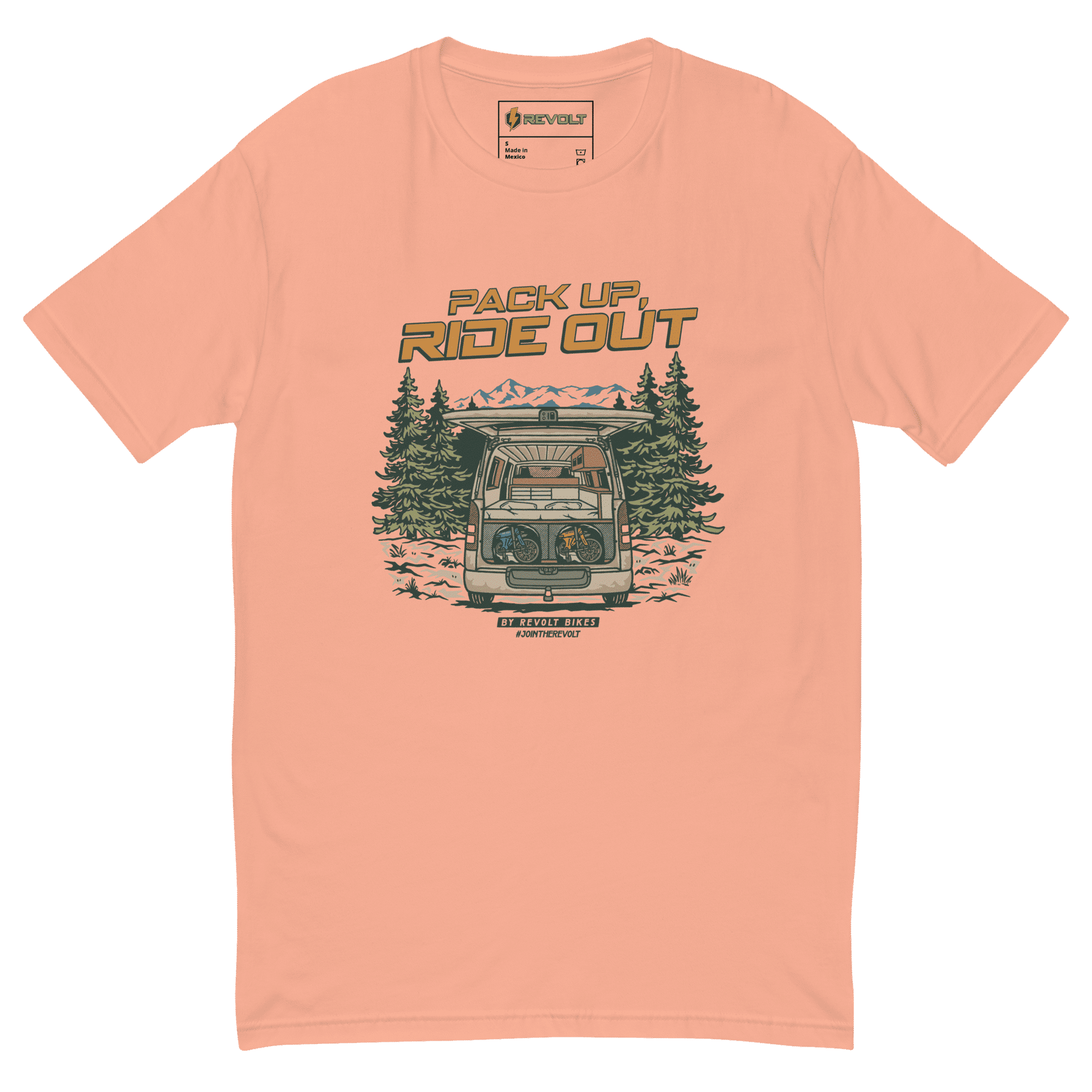 Pack Up, Ride Out T-Shirt Desert Pink – By Revolt Bikes