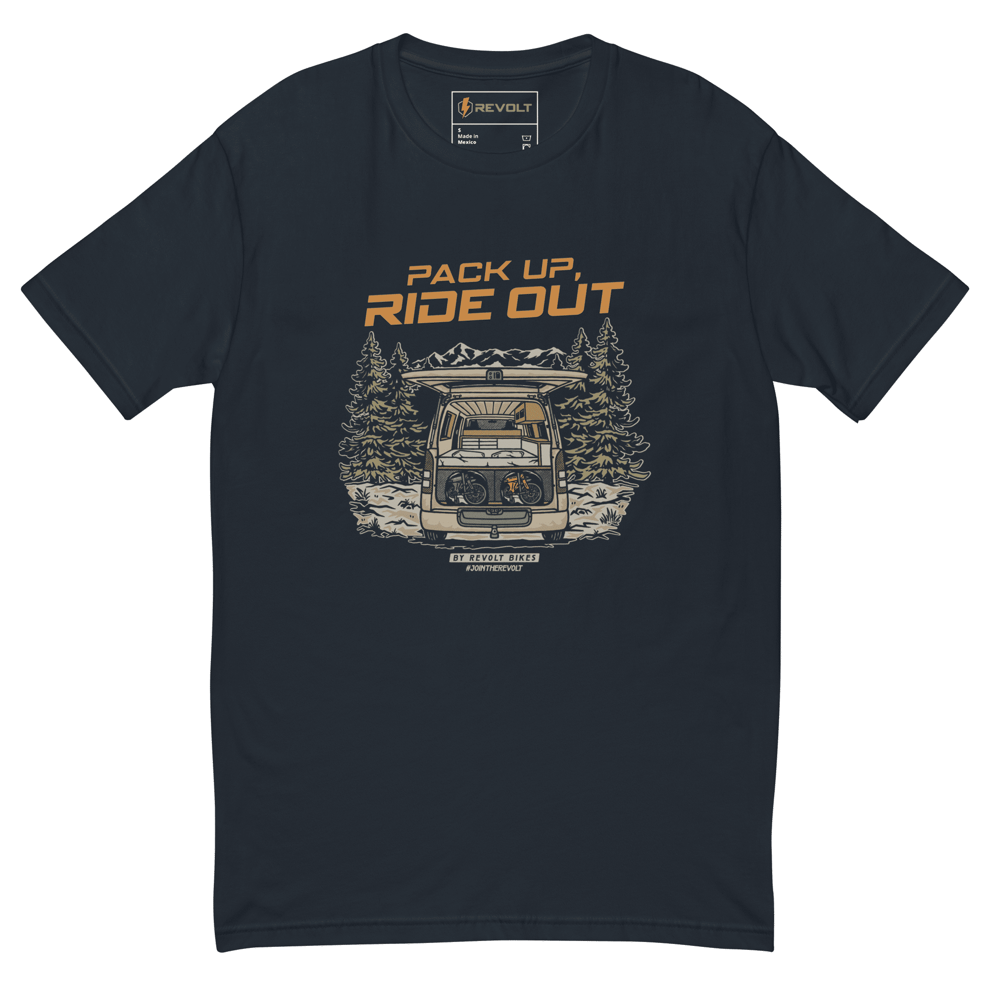Pack Up, Ride Out T-Shirt Navy Blue – By Revolt Bikes