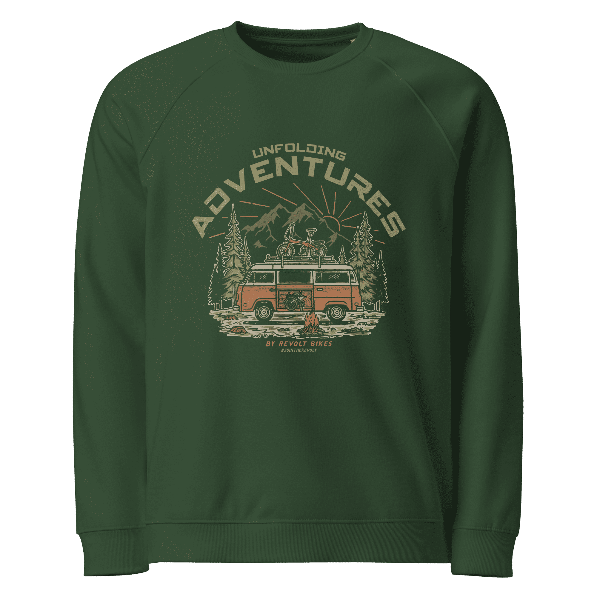Unfolding Adventures Eco Sweater Green – By Revolt Bikes