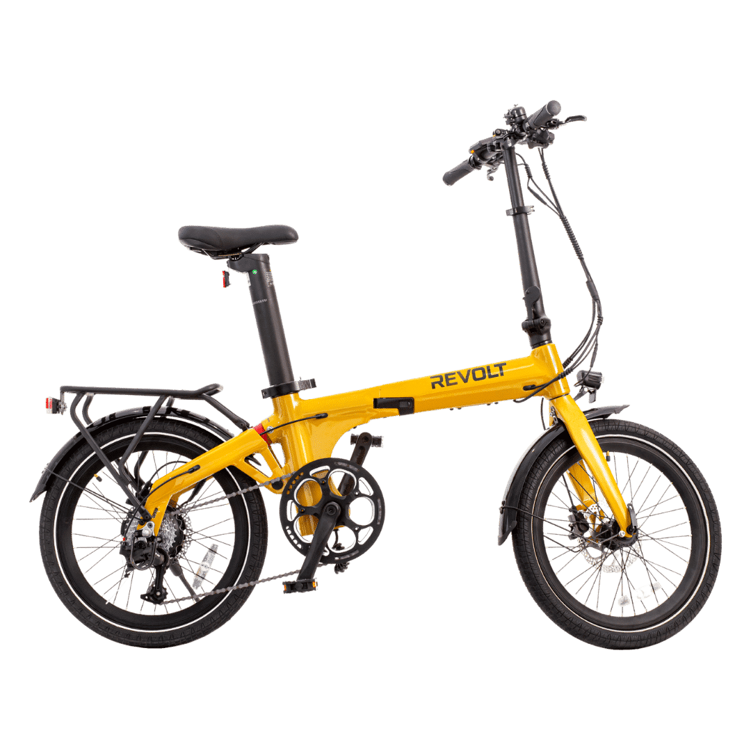 Revolt Aluminium Alloy E-Bike Yellow Ochre Unfolded