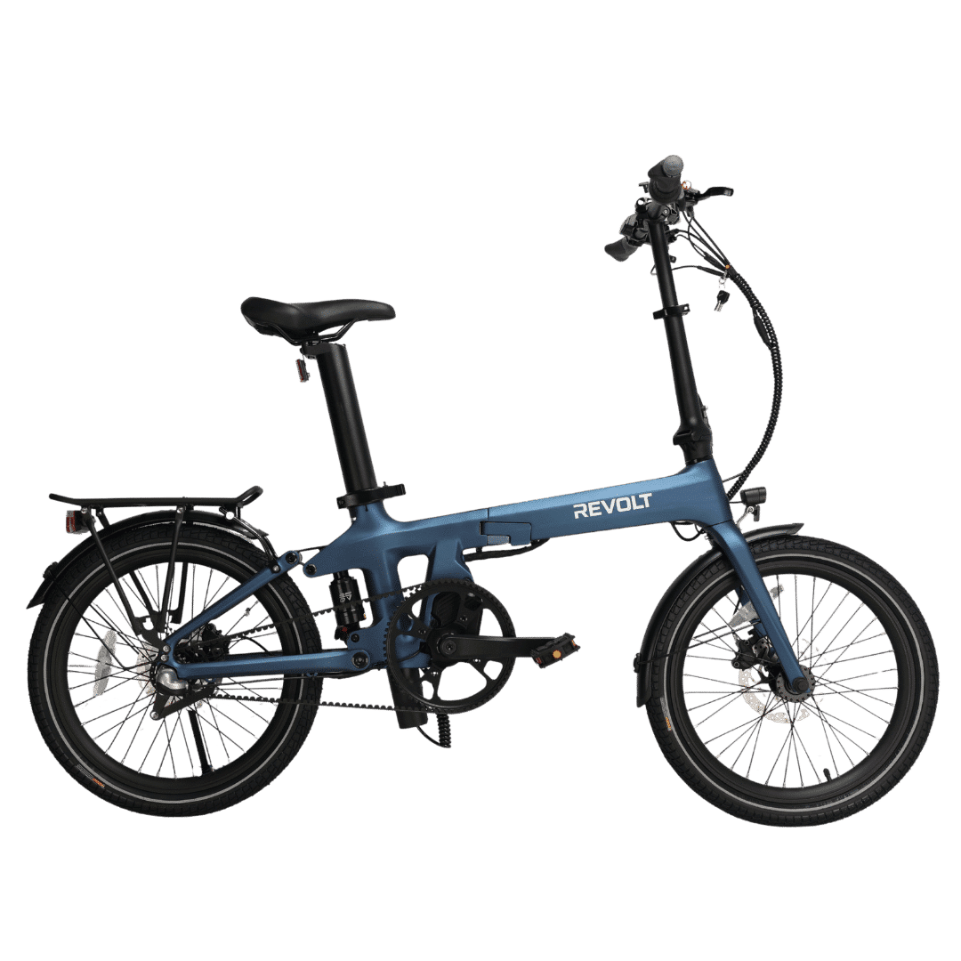 Revolt Carbon Fiber Pro V4, Mid Motor, Belt Drive, Dark Blue, Rear Suspension Air Shock Absorber