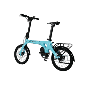 Revolt Bikes Carbon Fiber Pro V3 Folding E-Bike, Azure Blue, Mid Motor, Belt Drive