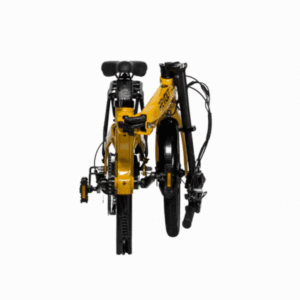 Revolt Aluminium Alloy Pro Folding E-Bike Yellow Ochre Folded GIF