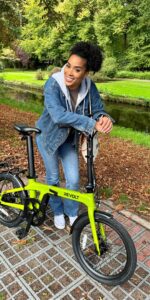 Revolt Carbon Fiber Folding E-Bike Olive Green Female