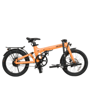 Revolt Bikes Carbon Fiber E-Bike, Pale Orange, Belt Drive, Rear Suspension