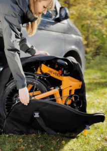 Revolt Folding E-Bike, Trolley Bag, Female