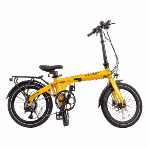Revolt Aluminium Alloy E-Bike Yellow Ochre Folded, Folding Step