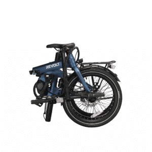 Revolt Carbon Fiber Pro V4, Mid Motor, Belt Drive, Dark Blue, Rear Suspension Air Shock Absorber, Folded
