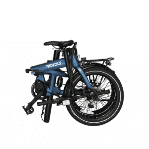 Revolt Carbon Fiber Pro V4, Mid Motor, Chain Drive, Dark Blue, Rear Suspension Air Shock Absorber, Folded